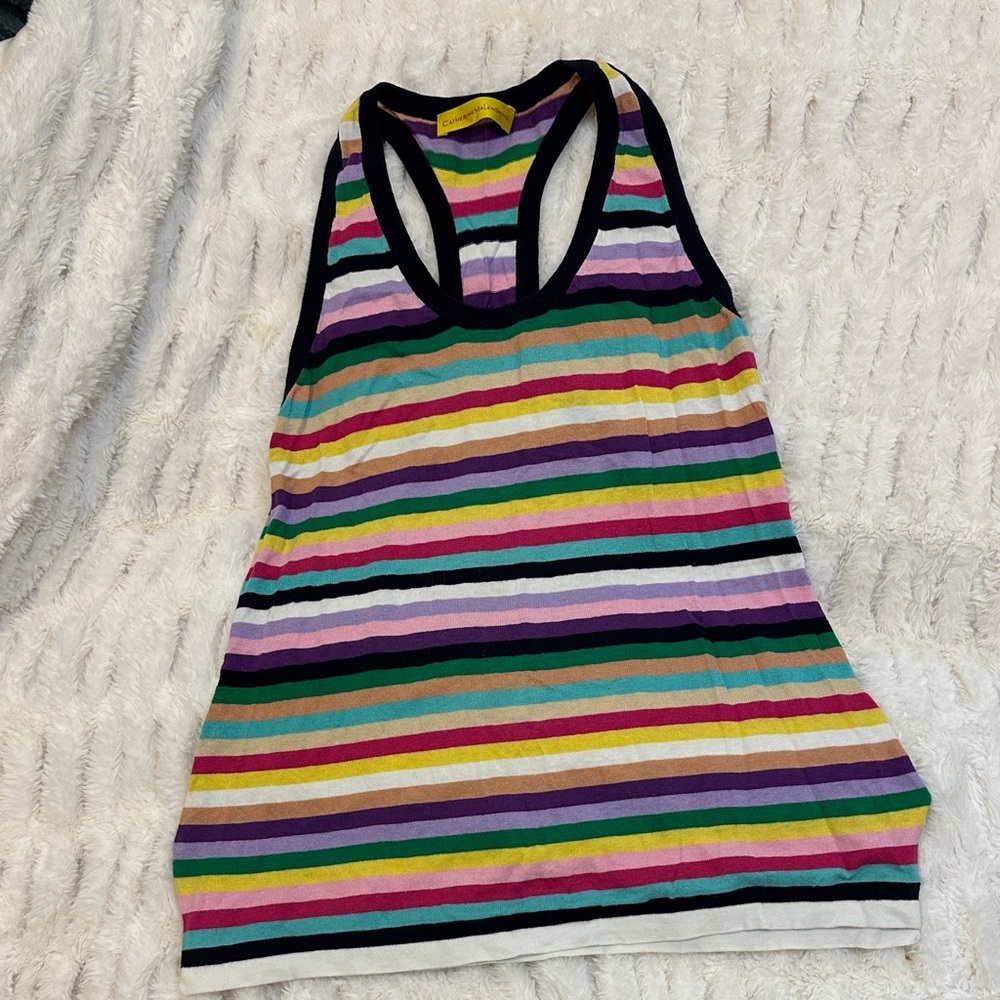 Catherine Malandrino Striped Racerback Tank Size Medium estimated
